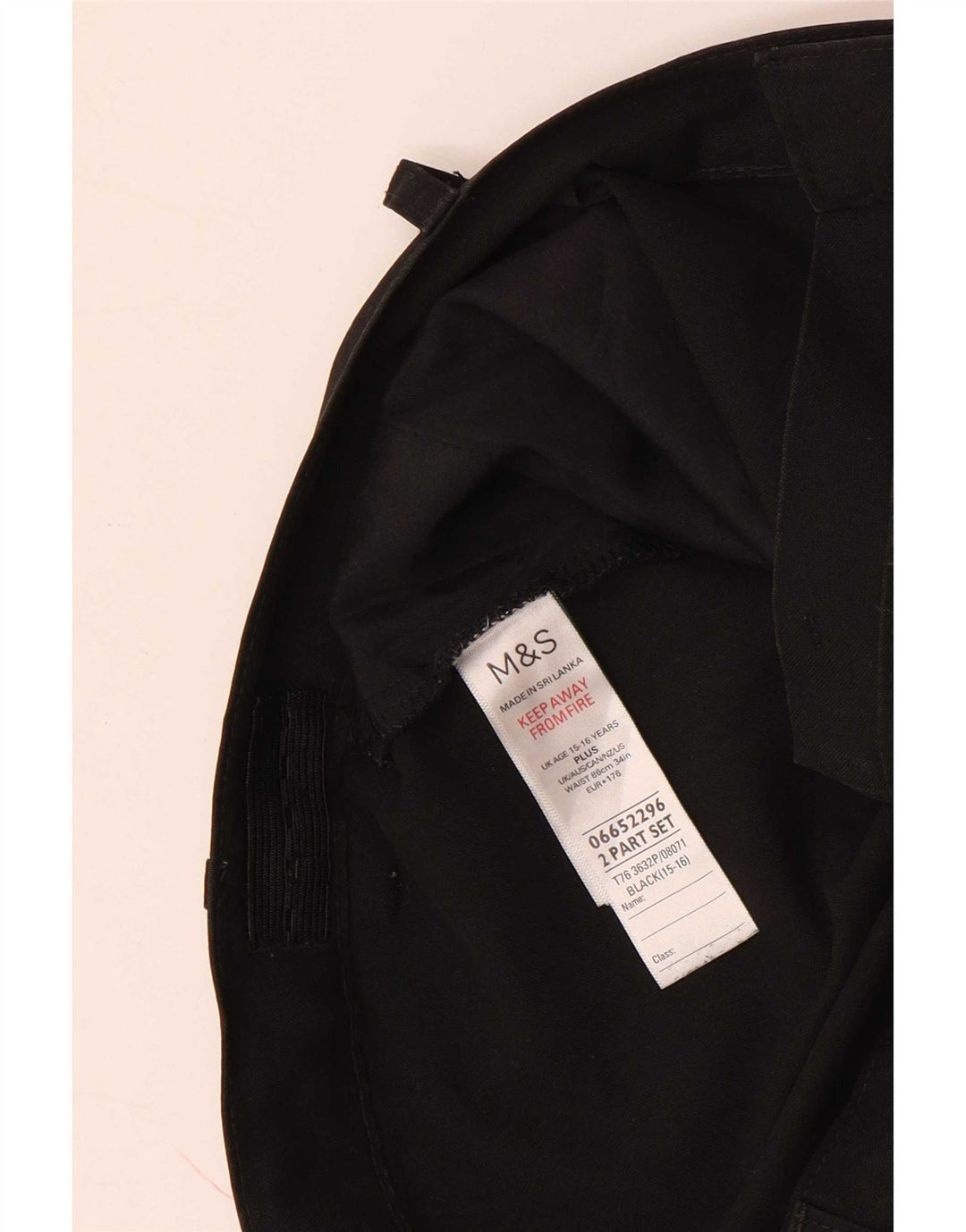 Marks & Spencer Slim-Anzughose für Jungen, 15–16 Jahre, W34, L29, schwarzes Polyester
