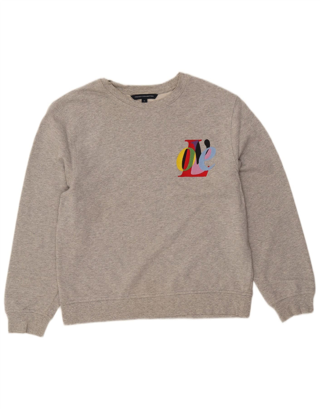 FRENCH CONNECTION Damen Grafik-Sweatshirt-Pullover UK 10 Small Grau