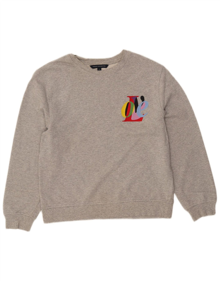 FRENCH CONNECTION Damen Grafik-Sweatshirt-Pullover UK 10 Small Grau