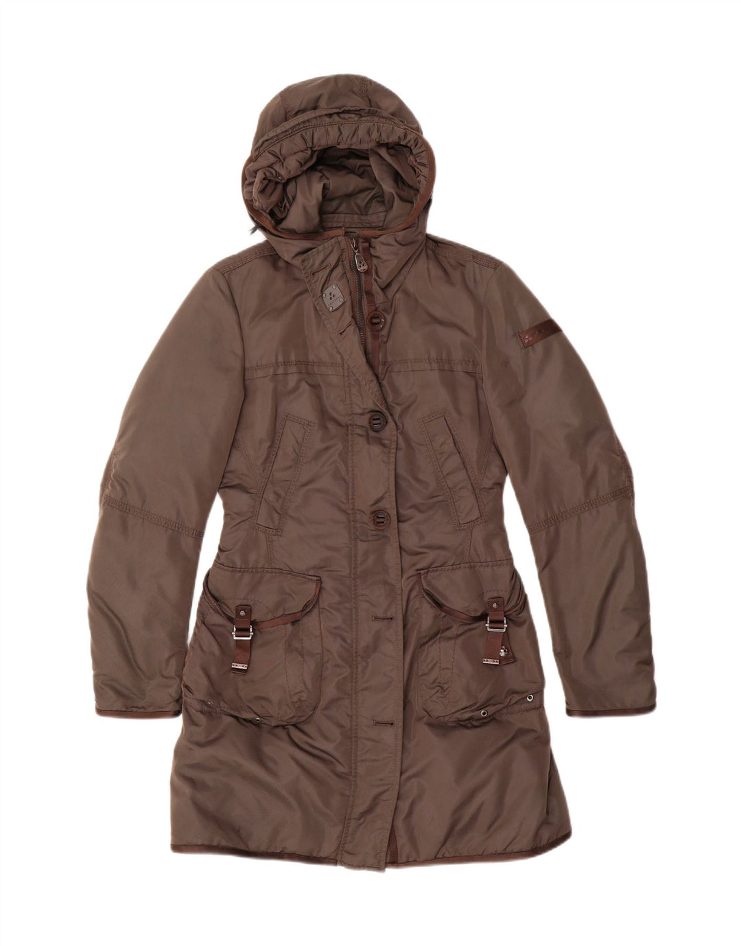 PEUTEREY Wattierter Damenmantel mit Kapuze IT 40 Small Khaki Polyester