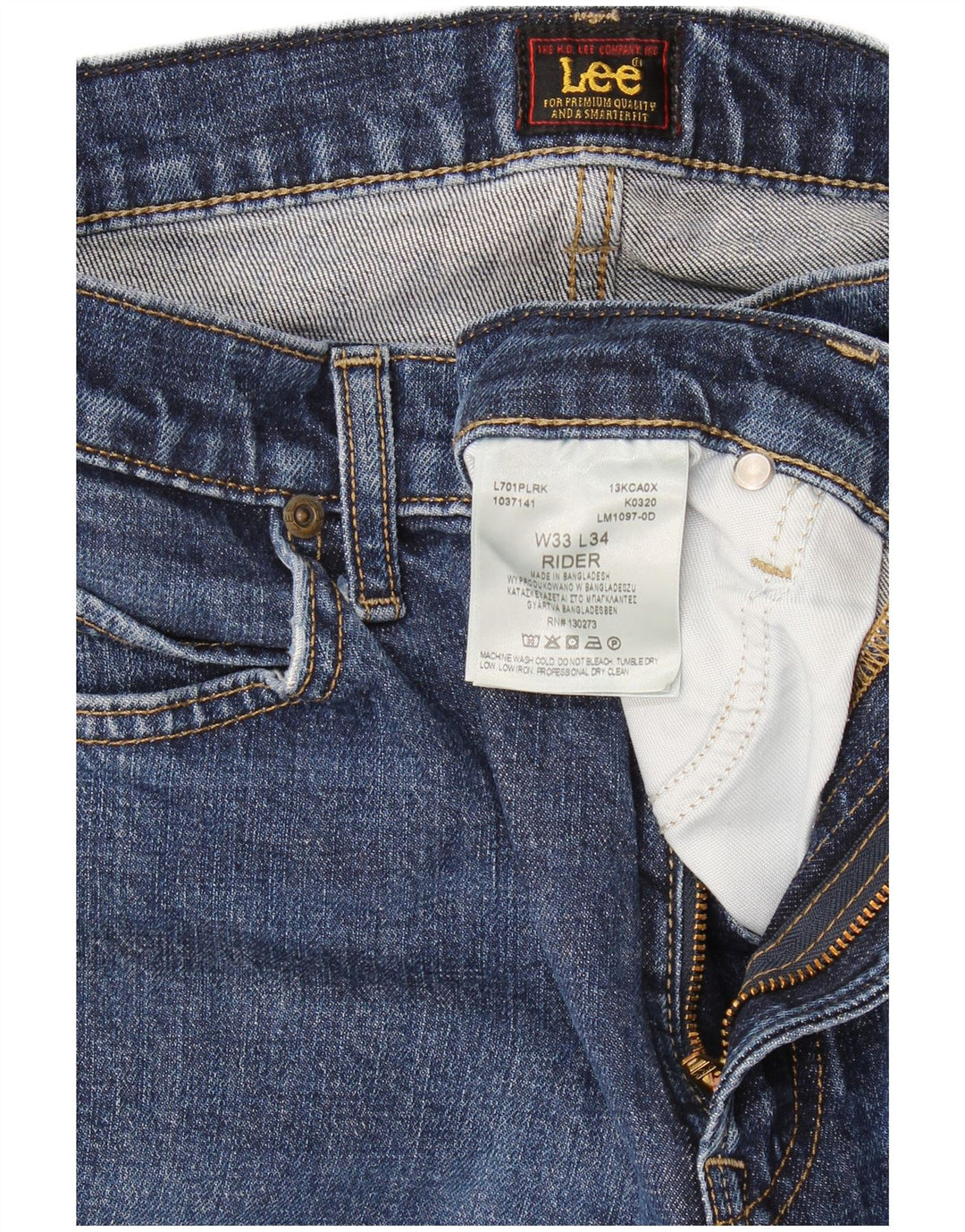 Lee Herren Rider Slim Jeans W33 L34 Blaue Baumwolle