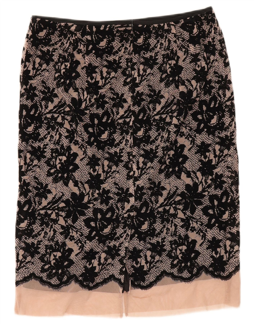 Zara Damen Midirock XS W30 Schwarz geblümtes Polyester
