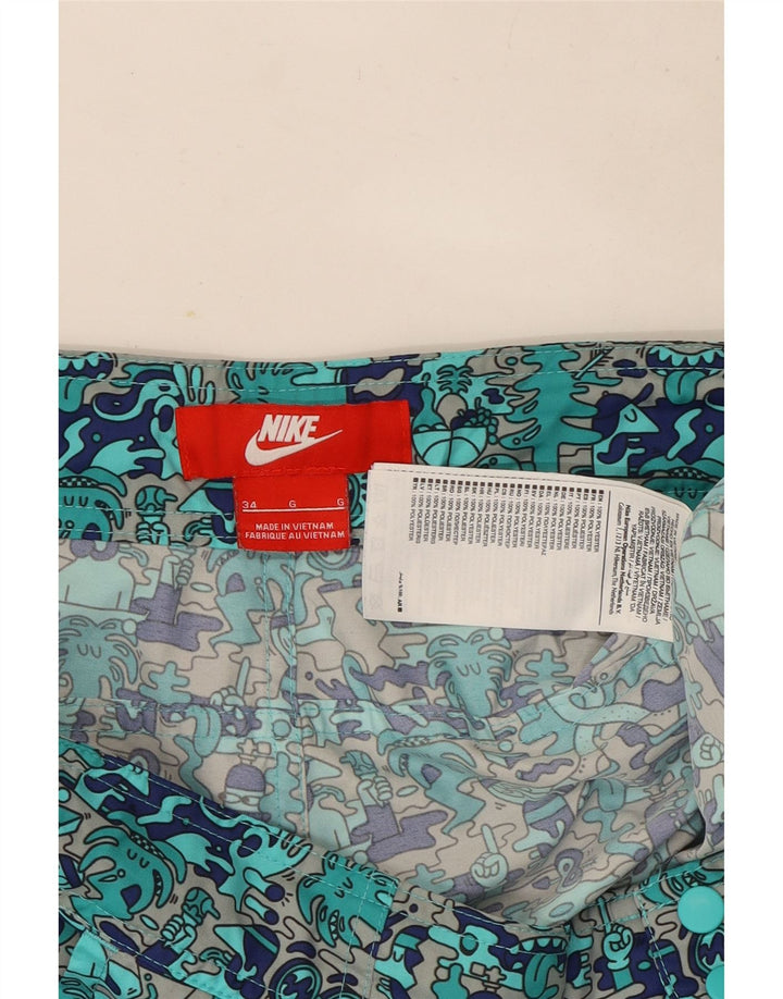 Nike Herren-Cargoshorts mit Grafik, W34, groß, türkisfarbenes Farbblock-Polyester