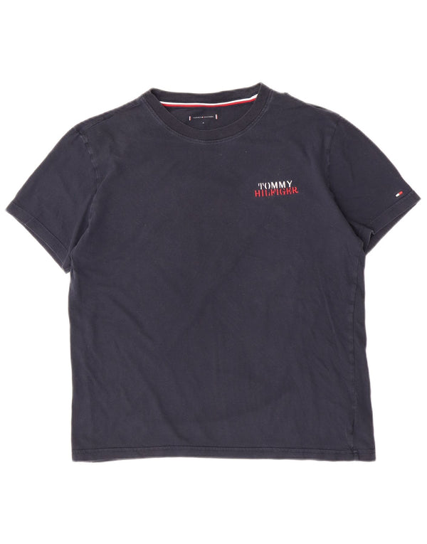 Tommy Hilfiger Damen T-Shirt Top UK 14 Medium Marineblau Baumwolle
