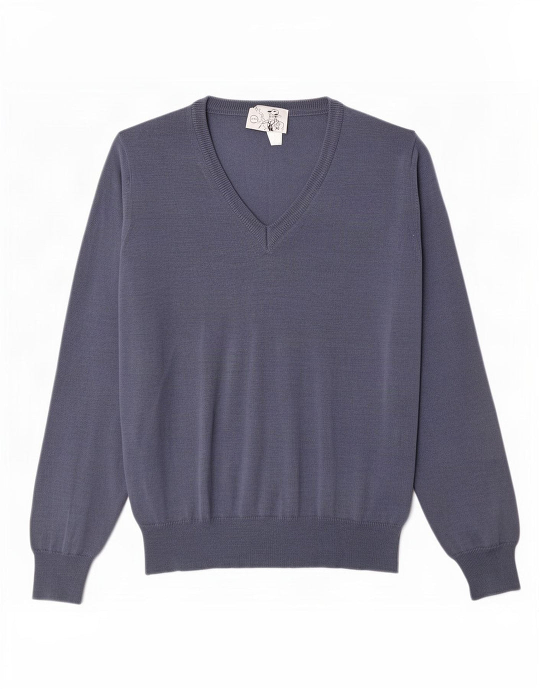 Vintage Herren V-Ausschnitt Pullover Pullover Mittelblaue Merinowolle