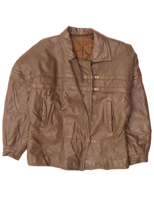 VINTAGE Damen Lederjacke UK 18 XL Braun