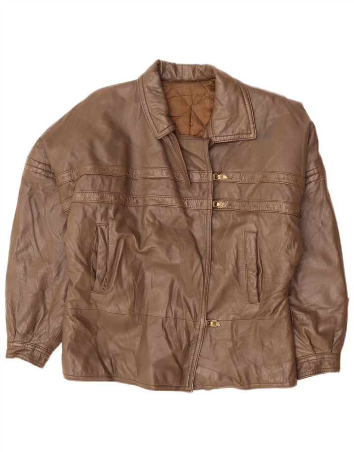VINTAGE Damen Lederjacke UK 18 XL Braun