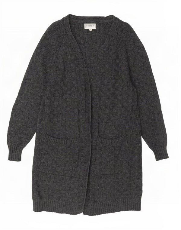 Fat Face Damen Longline Open Cardigan Pullover UK 16 Large Grau Geometrisch