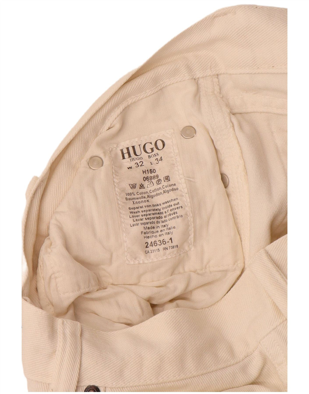 Hugo Boss Herren Straight Jeans W32 L34 Off White Baumwolle