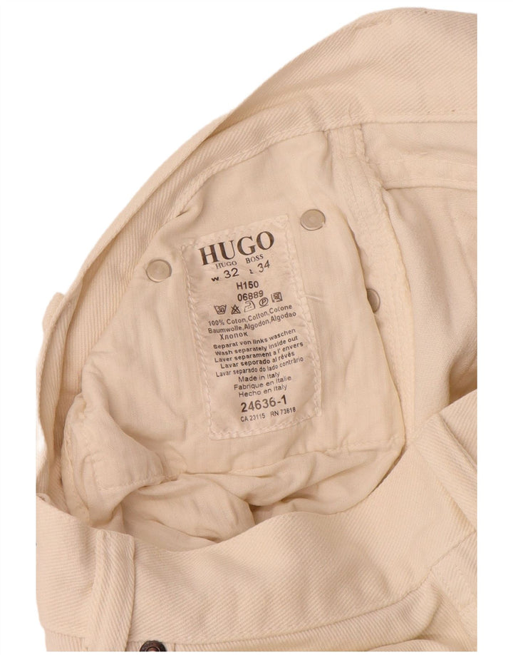 Hugo Boss Herren Straight Jeans W32 L34 Off White Baumwolle