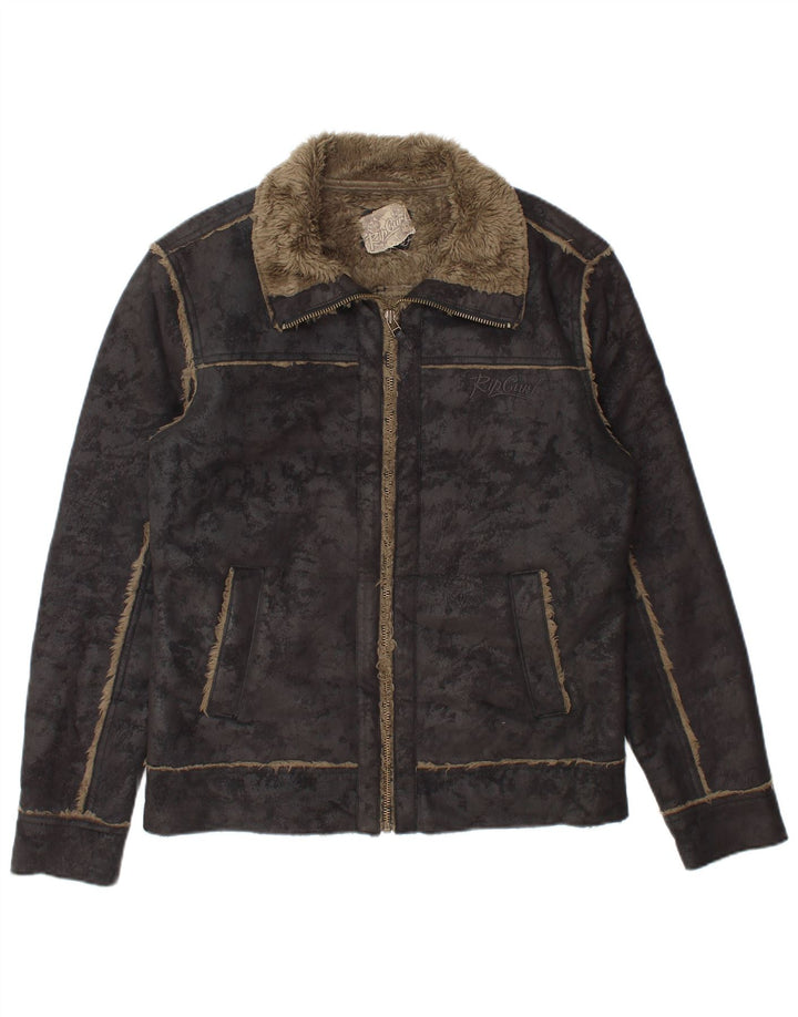 Rip Curl Herren Zip Sherpa Jacke UK 36 Small Black Tie Dye Polyester