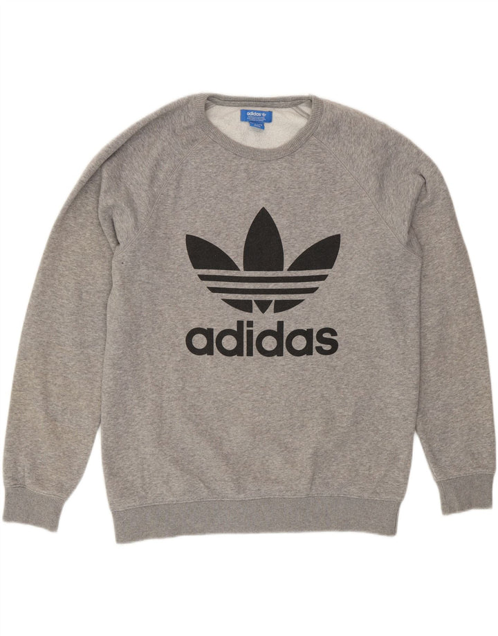ADIDAS Mens Graphic Sweatshirt Jumper Medium Grey Cotton Vintage Adidas and Second-Hand Adidas from Messina Hembry 