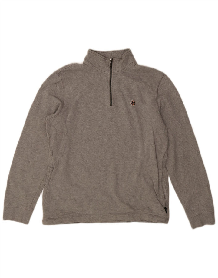 Ted Baker Damen-Sweatshirt mit Reißverschluss am Hals, Größe 3, mittelgraue Baumwolle