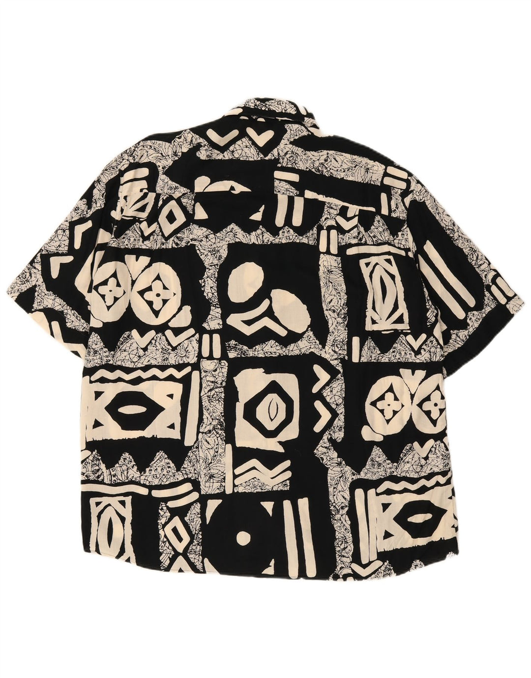 Vintage Herren Kurzarmhemd IT 42 Großes schwarzes Patchwork
