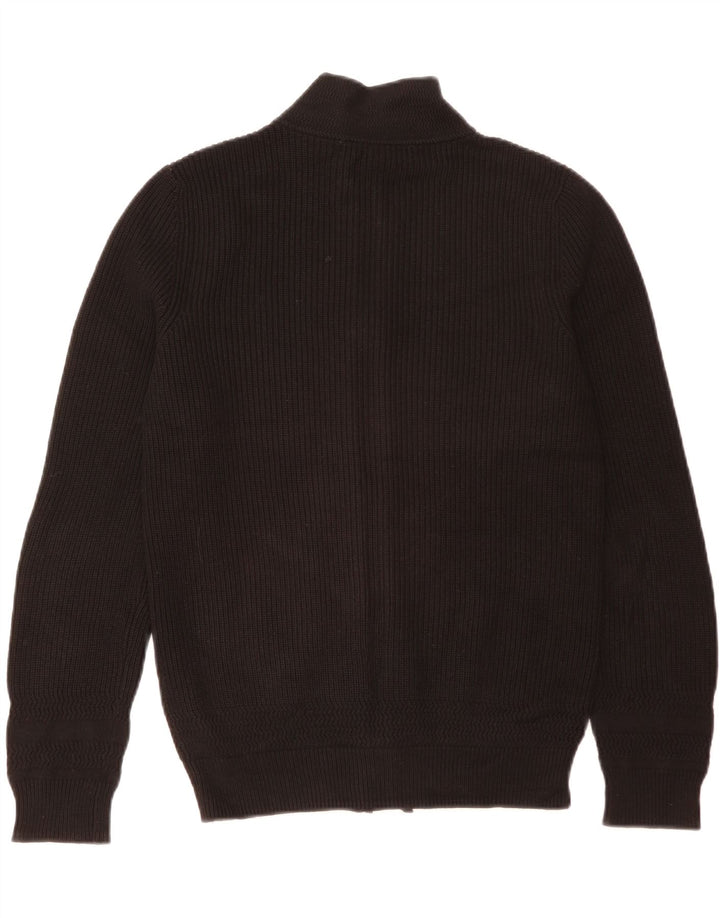 Zara Herren-Cardigan-Pullover aus mittelschwarzer Baumwolle