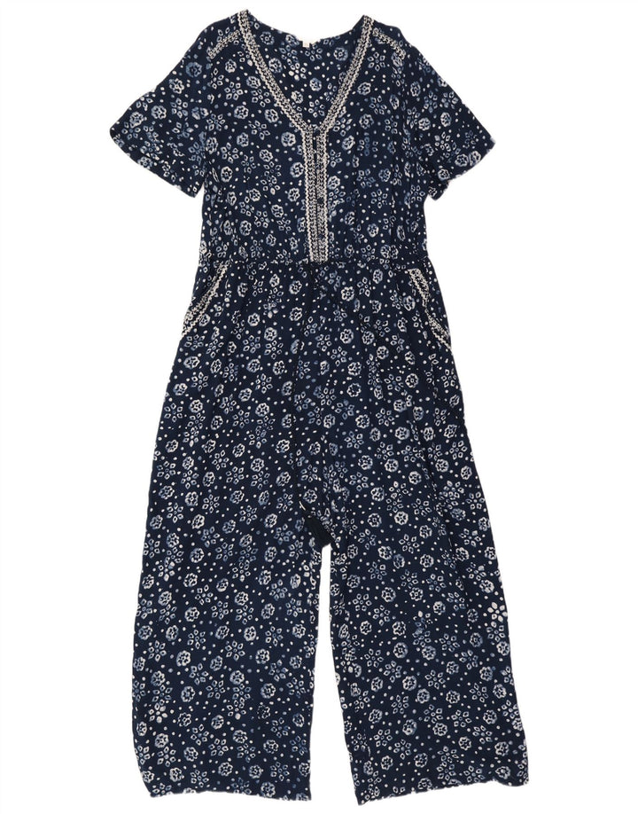 Monsoon Womens Jumpsuit UK 18 XL Marineblau mit Blumenmuster