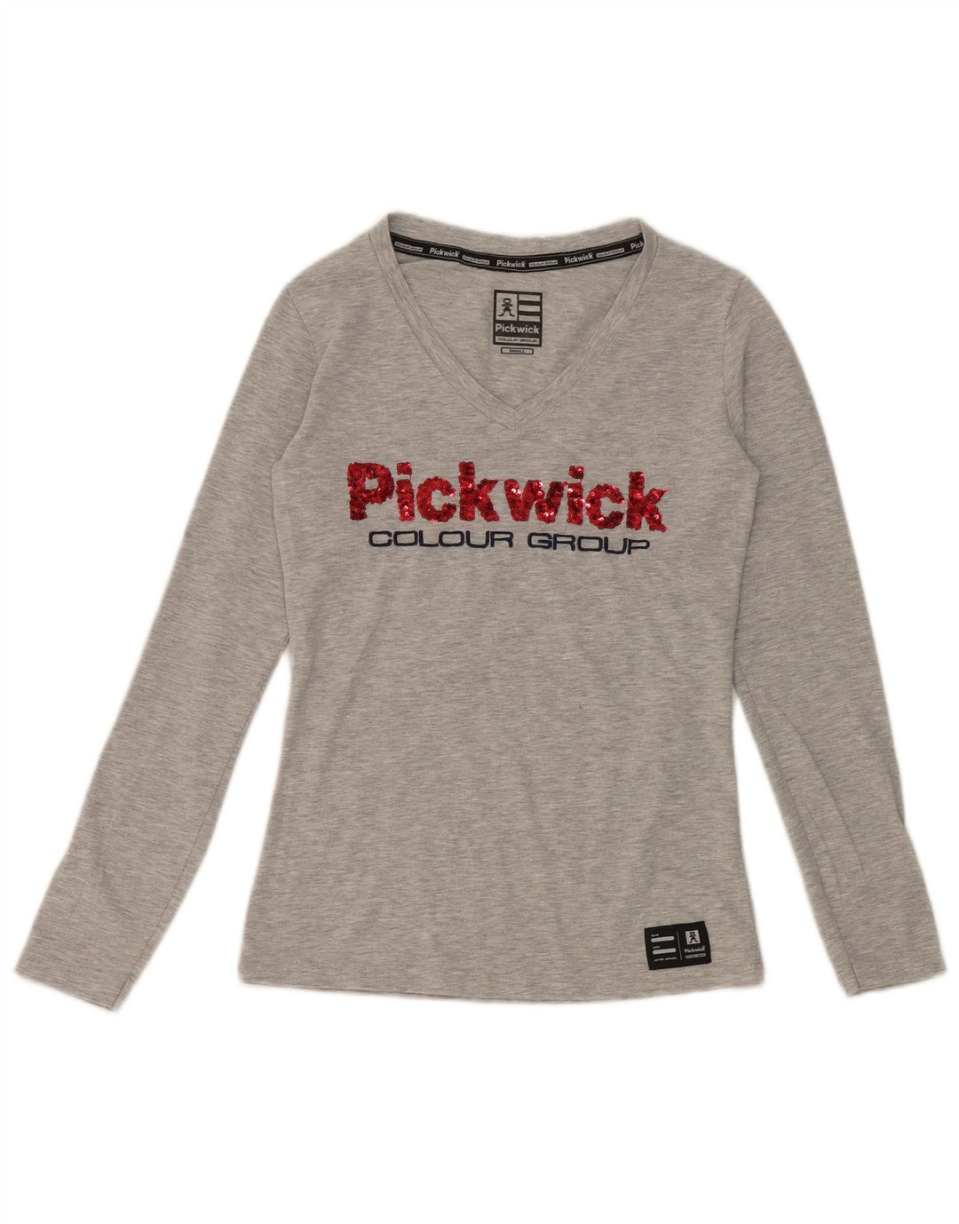 Pickwick Grafik-Oberteil für Damen, langärmlig, UK 8, Größe S, grau gefleckte Viskose