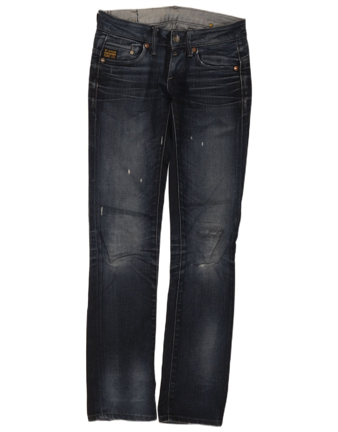 G-Star Damen Distressed Straight Jeans W28 L32 Blau