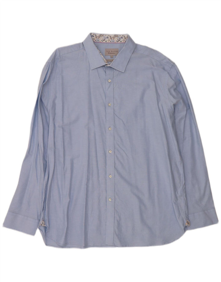 Ted Baker Herren-Hemd mit normaler Passform, Größe 17 XL, blaue Baumwolle