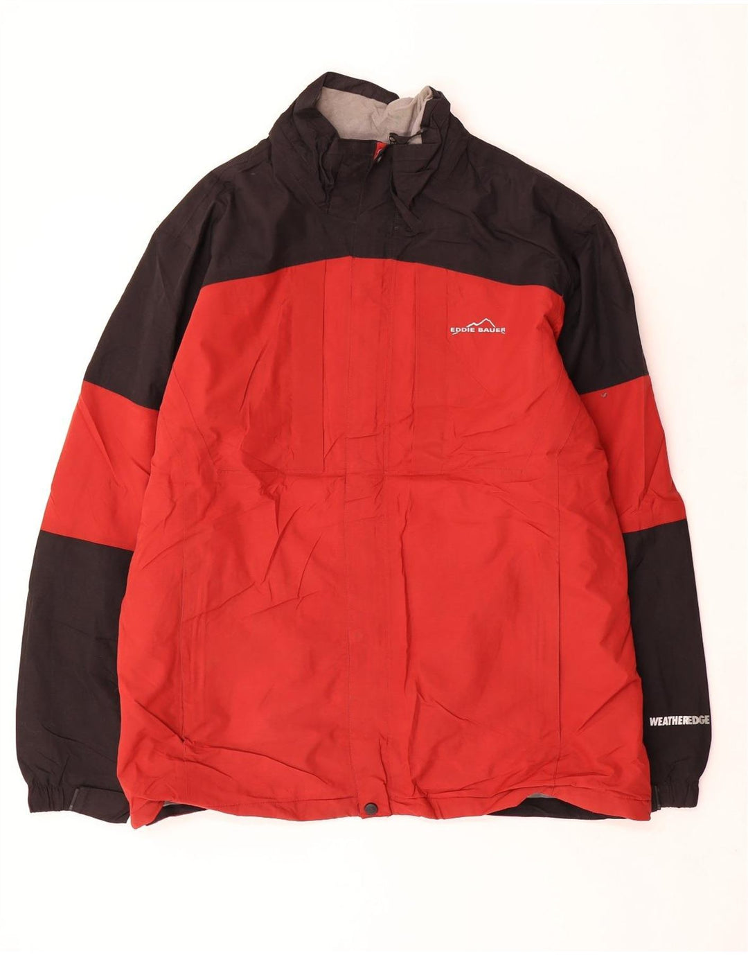 EDDIE BAUER Herren-Windbreaker-Jacke, UK 42, XL, rotes Colourblock-Nylon