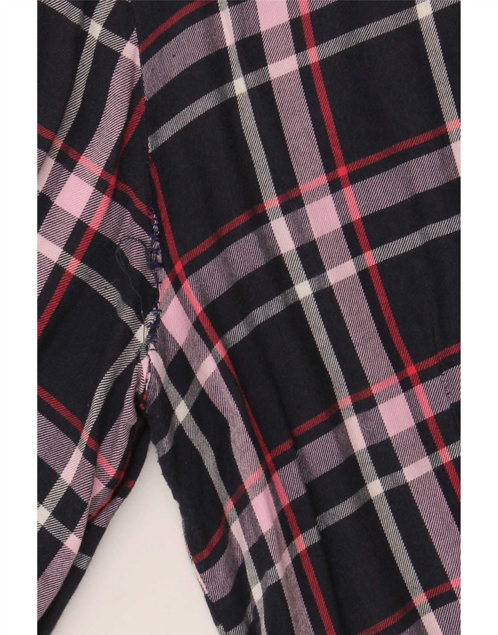French Connection Damenhemd UK 12 Medium Navy Blue Check Viscose