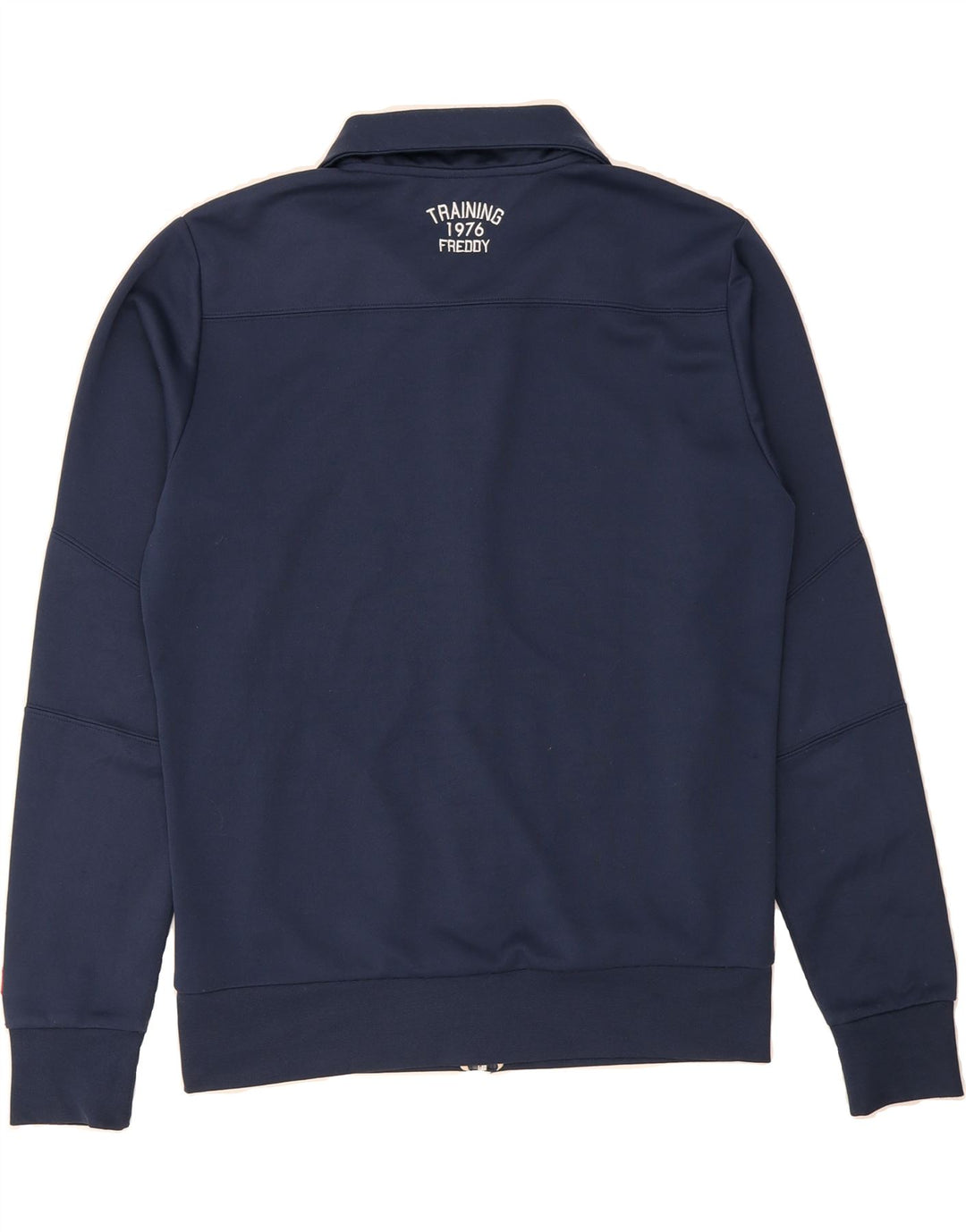 FREDDY Mens Graphic Tracksuit Top Jacket Large Navy Blue Polyester Vintage Freddy and Second-Hand Freddy from Messina Hembry 