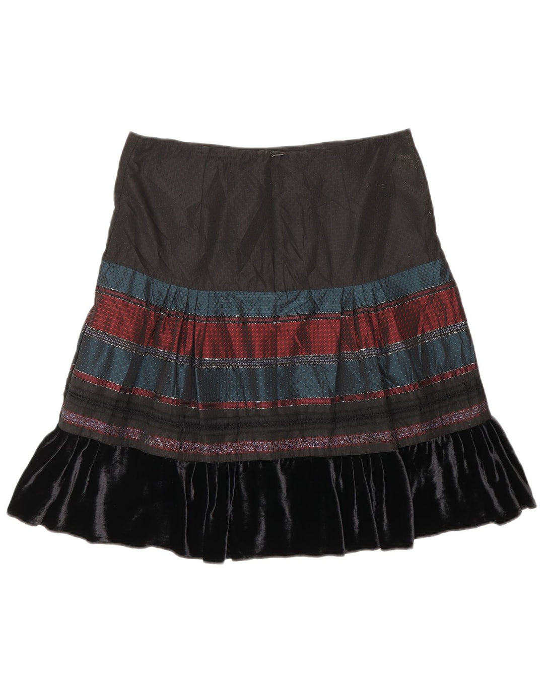 Benetton Damen A-Linien-Rock W30 Medium Schwarz gestreift