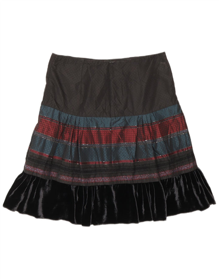 Benetton Damen A-Linien-Rock W30 Medium Schwarz gestreift