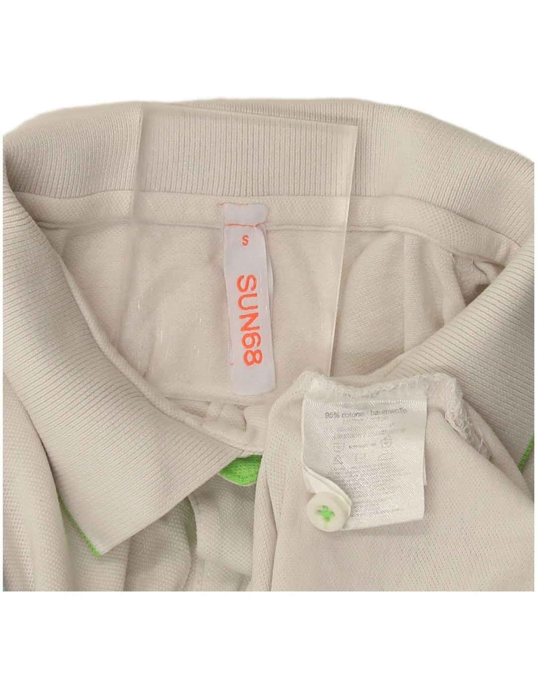 Sun68 Herren-Poloshirt, Größe S, weiße Baumwolle