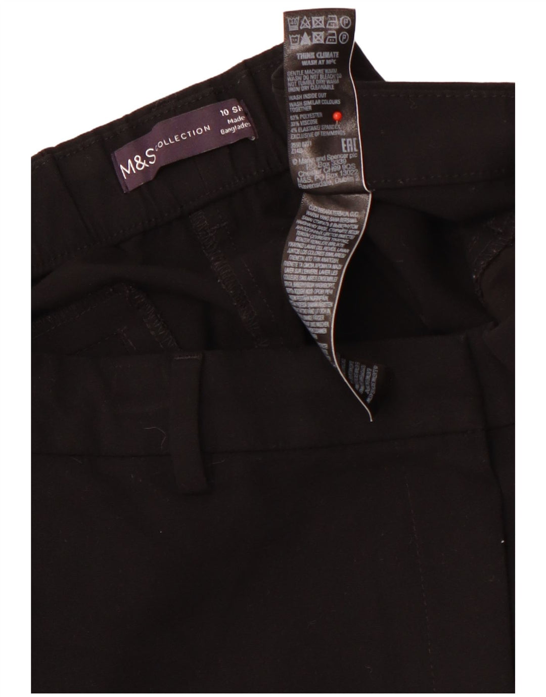 MARKS & SPENCER Damen Kurze Chinohose UK 10 Small W29 L28 Schwarz