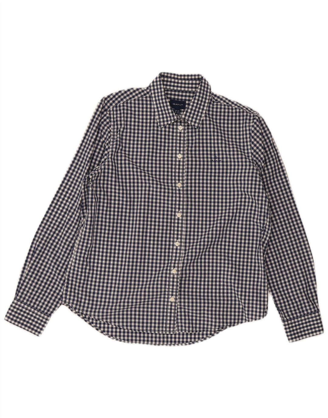 Gant Damenhemd UK 12 Mittelblaue Gingham-Baumwolle