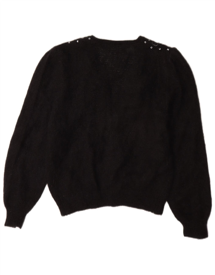Vintage Damen Cardigan Pullover UK 16 Groß Schwarz
