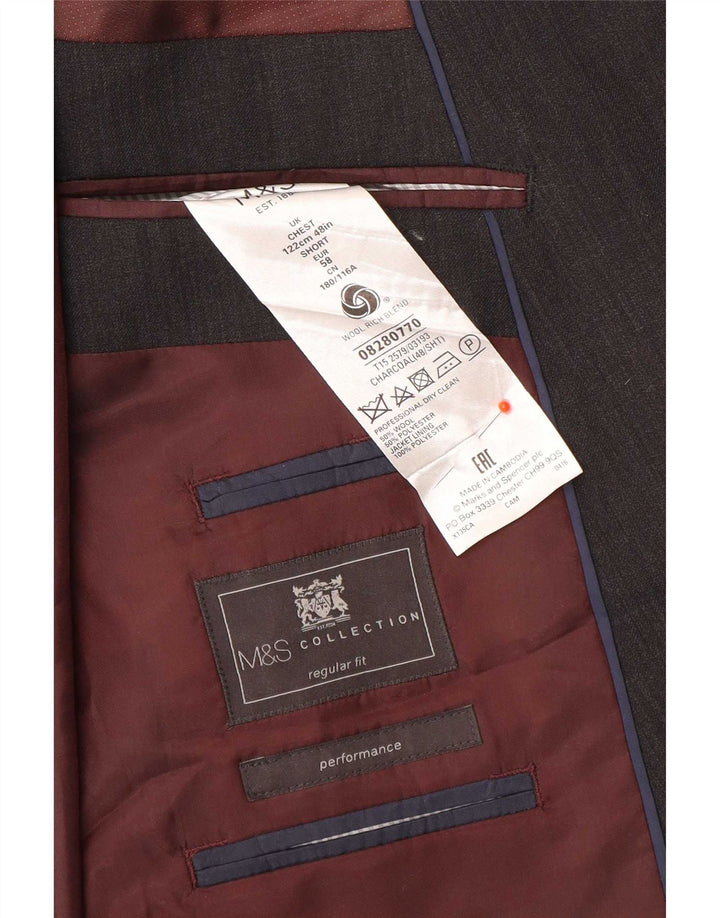 Marks & Spencer Herren-Blazer mit 2 Knöpfen, UK 48, 2XL, graue Wolle