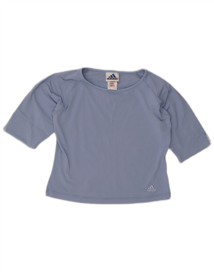 Adidas Damen Crop T-Shirt Top UK 10 Small Blau Polyester