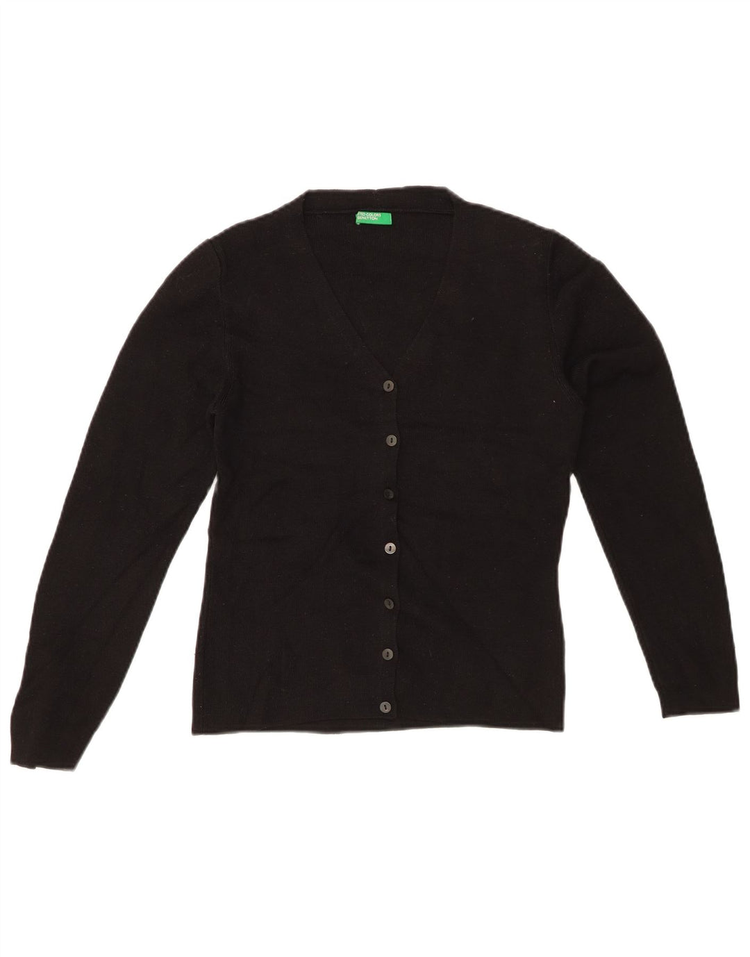 BENETTON Damen-Cardigan-Pullover UK 10 Kleine schwarze Wolle