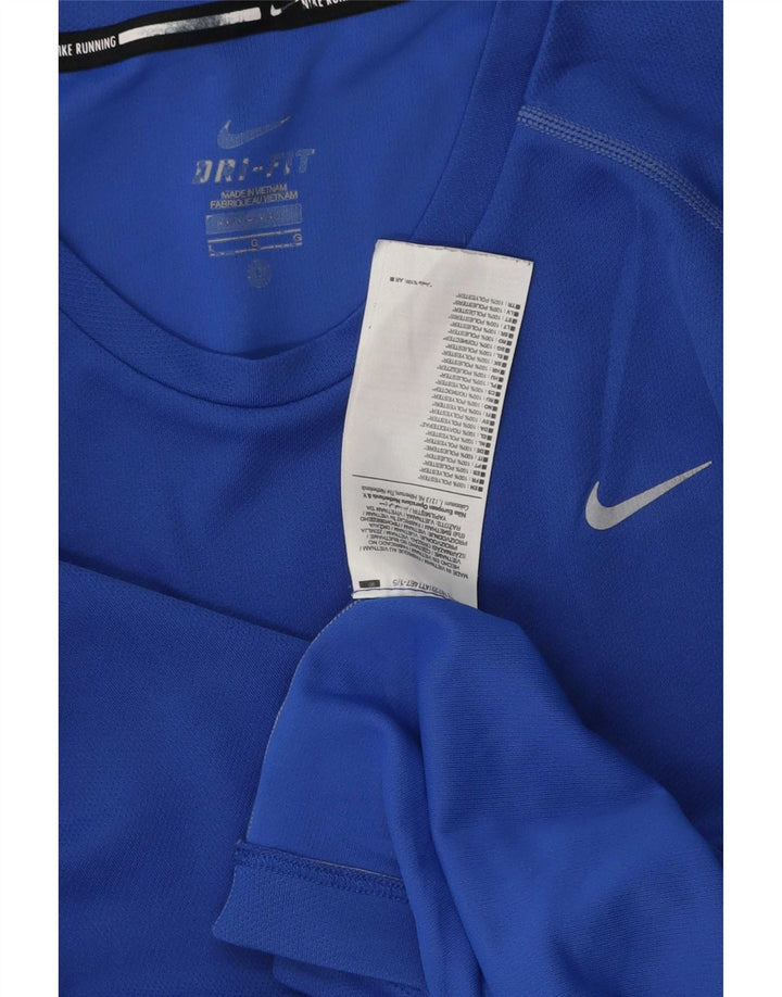 Nike Herren Dri Fit T-Shirt Top Large Blau Polyester