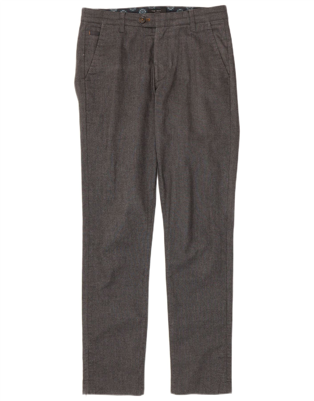 Ted Baker Slim-Anzughose für Herren, W30, L32, grau gefleckte Baumwolle