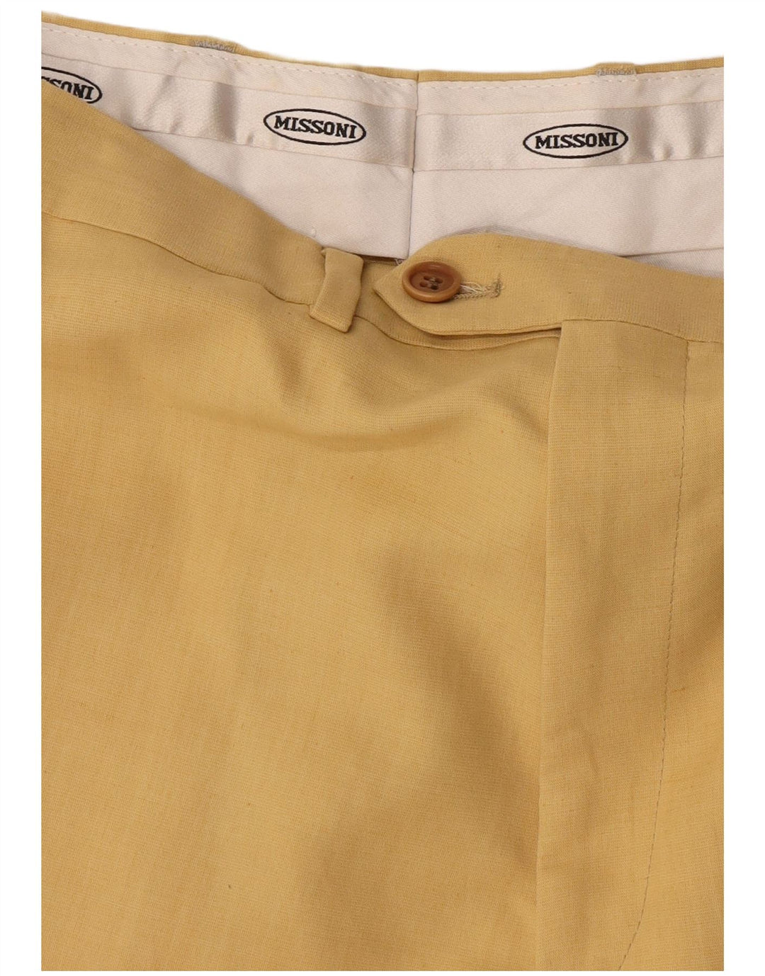 Missoni Herren-Anzug mit 3 Knöpfen, 2-teilig, IT 50, Größe L, W34, L30, gelbe Viskose