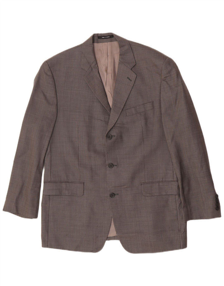 Calvin Klein Mens 3 Button Blazer Jacket UK 42 XL Grey Check Wool