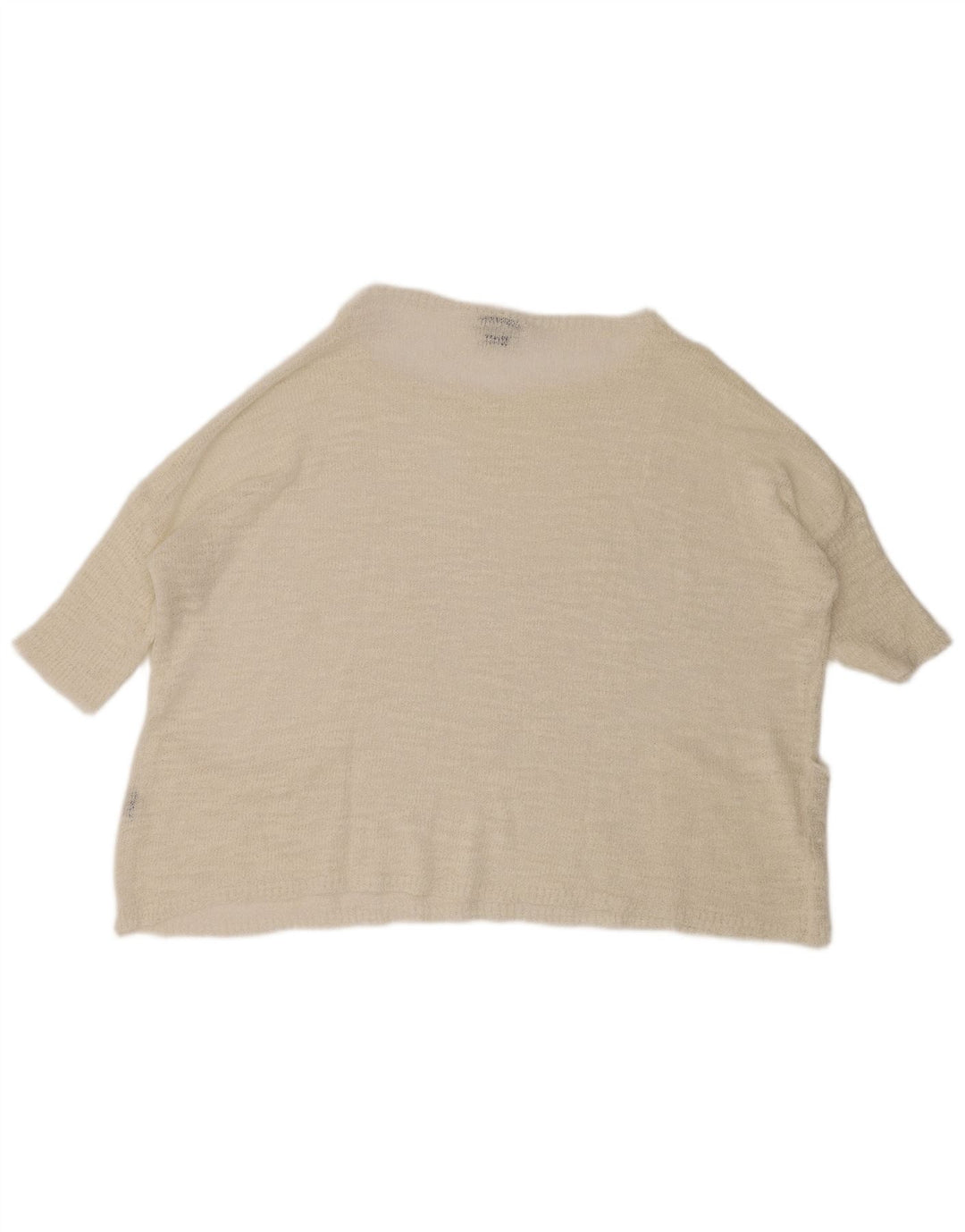 Durchsichtiger Damen-Pullover mit U-Boot-Ausschnitt von Zara, Gr. 14, Mittel, gebrochenes Weiß