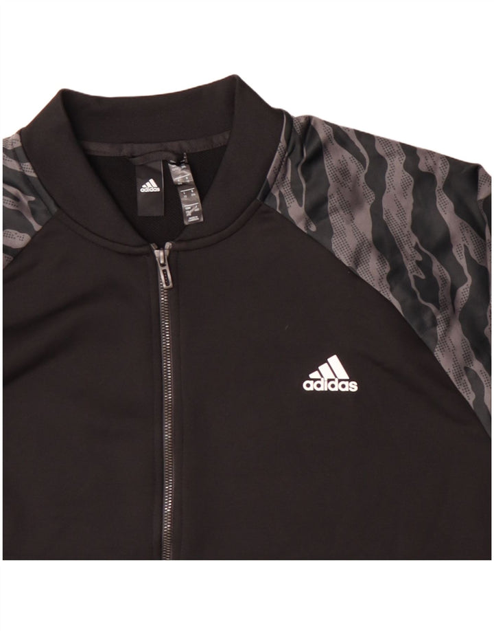 Adidas Herren Trainingsanzug Top Jacke UK 52/54 2XL Schwarz Polyester mit Animal-Print