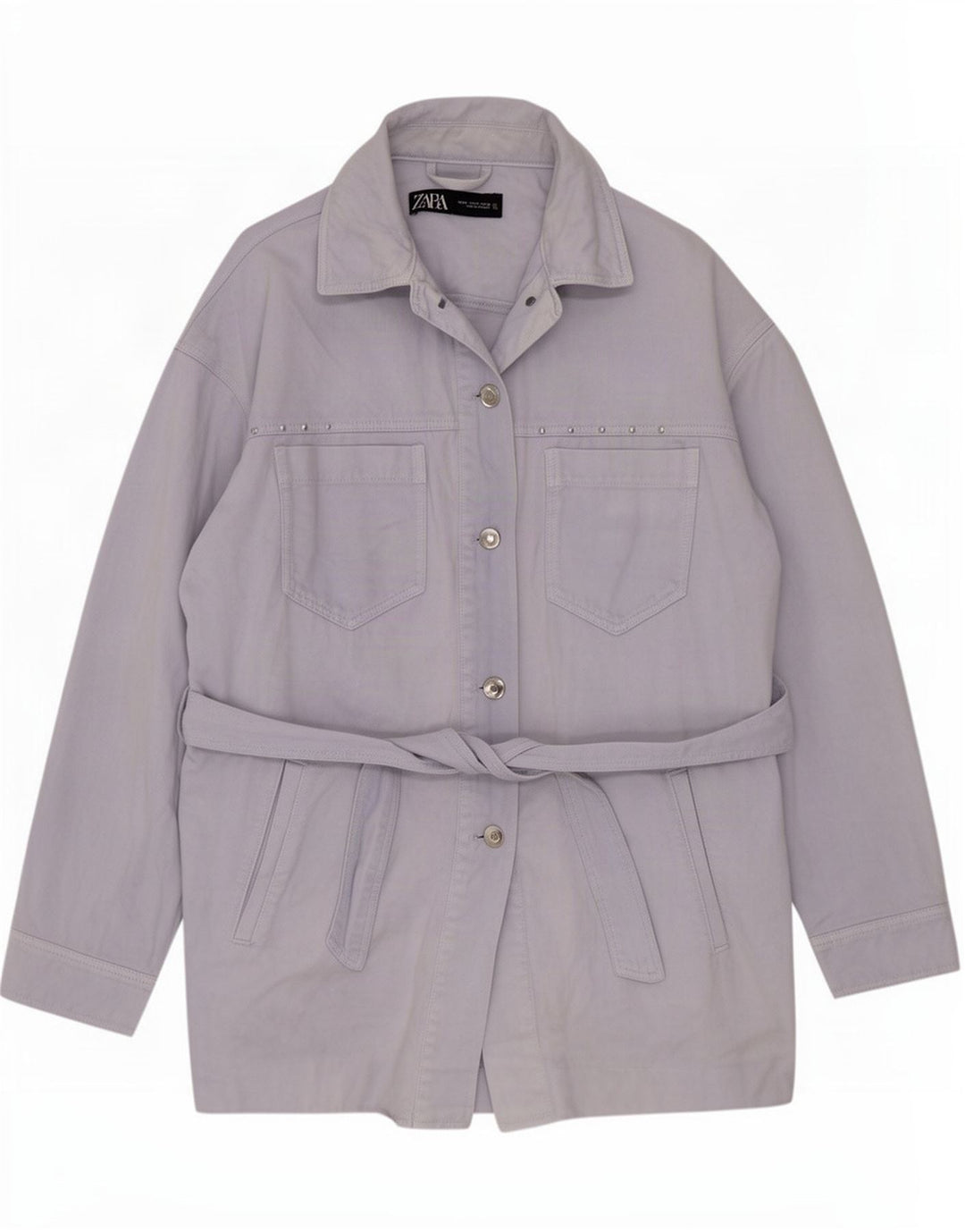 Übergroße Utility-Jacke von Zara für Damen, UK 14, mittelblaue Baumwolle