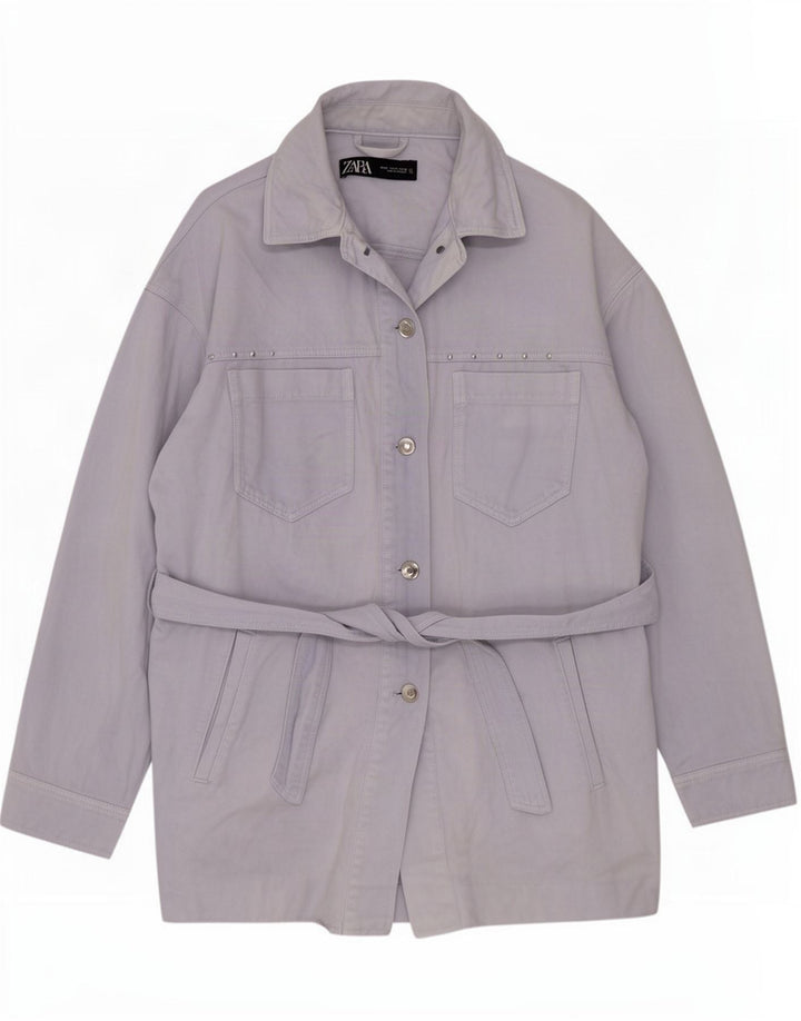 Übergroße Utility-Jacke von Zara für Damen, UK 14, mittelblaue Baumwolle