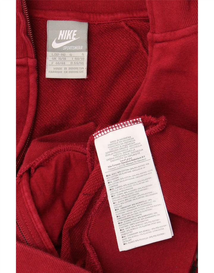 Nike Damen-Trainingsanzug-Top-Jacke UK 16/18 Große rote Colourblock-Baumwolle