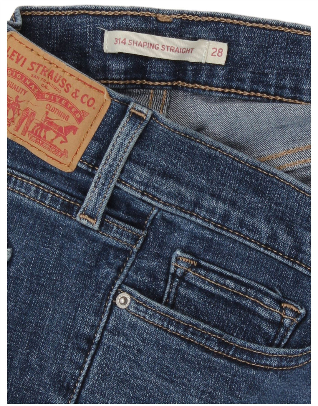 Levi's Damen 314 Shaping Straight Jeans W28 L27 Blau