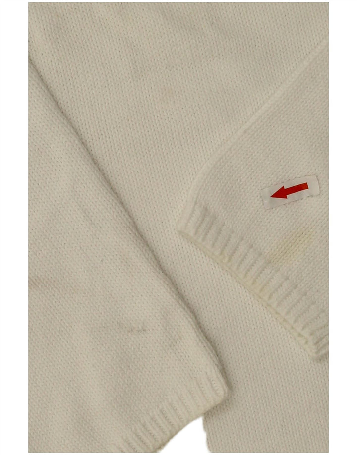Marks & Spencer Damen-Pullover mit Rundhalsausschnitt, UK 16, Größe L, weiße Baumwolle