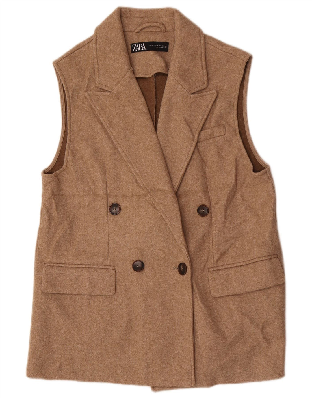 Zara Damen-Blazer, übergroß, ärmellos, Gr. 14, Mittelbeige