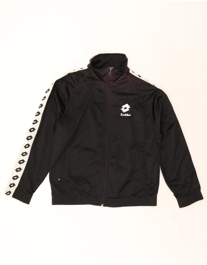 LOTTO Herren-Trainingsanzugoberteil mit Grafik, Größe S, Schwarz, Farbblock-Polyester