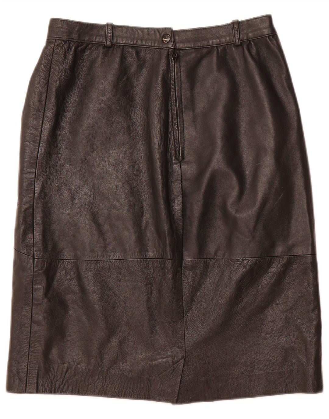 VINTAGE Damen Lederrock mit hoher Taille IT 48 XL W28 Schwarzes Leder