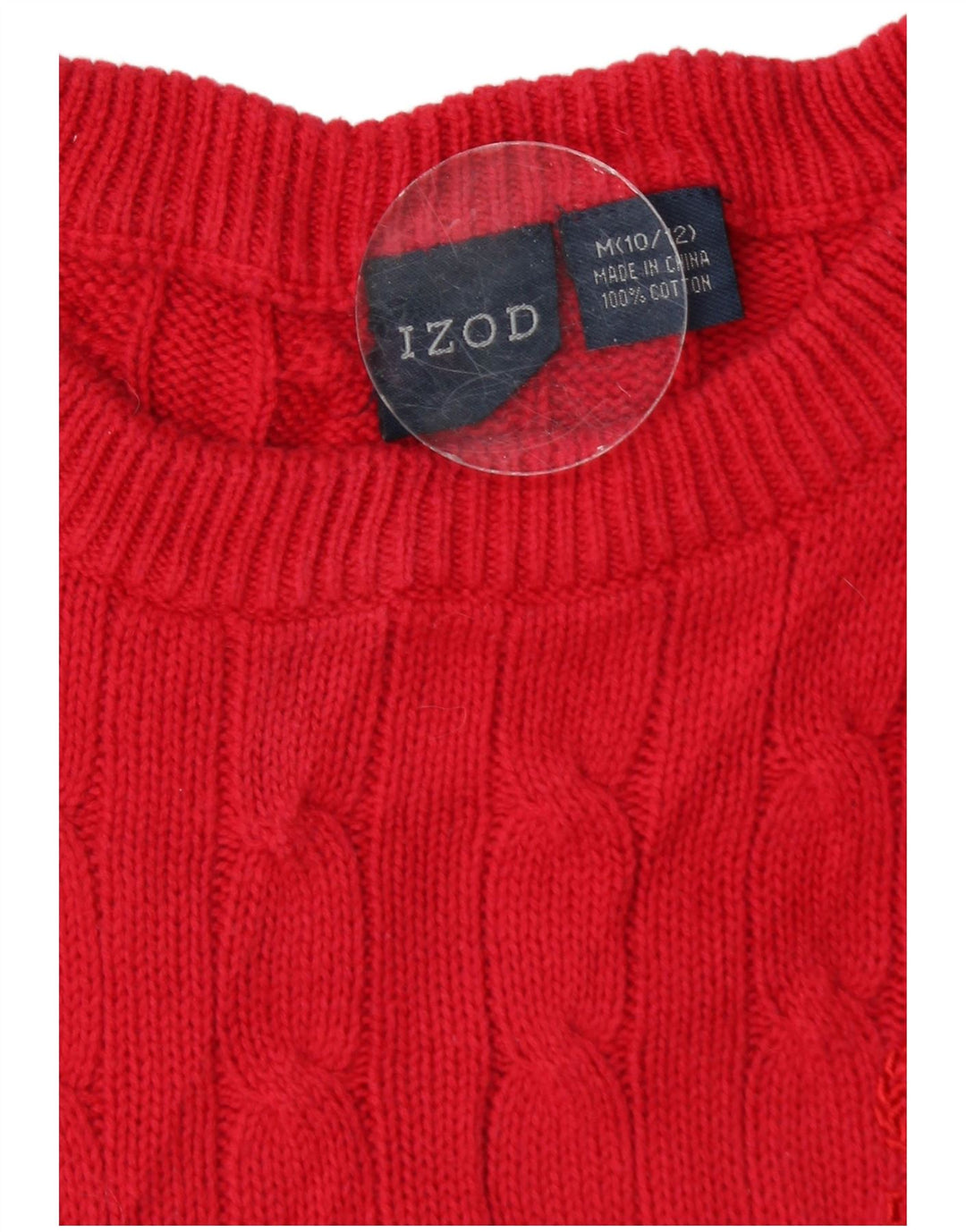Izod Damen-Pullover mit U-Boot-Ausschnitt, US 10/12, mittelrote Baumwolle